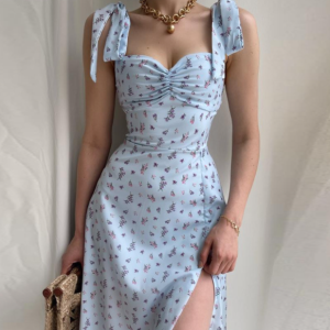 Light Blue Y2K Strappy Dress - Cute and Comfy for Coquette and Grunge Aesthetic Styles