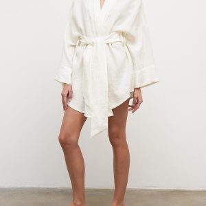 Linen Cotton Tied Shirt Dress - Y2K Aesthetic Casual Dress for Coquette and Grunge Styles