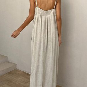 Linen Pockets Cami Maxi Dress - Effortless Y2K Aesthetic for Chic Summer Outfits