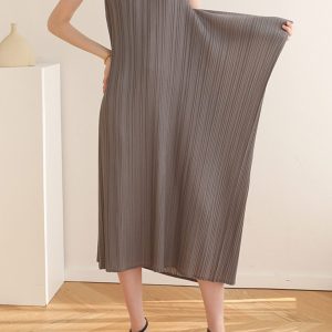 Loose Irregular Pleated Overall Dress - Y2K Aesthetic Fashion for Effortless Style