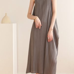 Loose Irregular Pleated Overall Dress - Y2K Aesthetic Fashion for Effortless Style