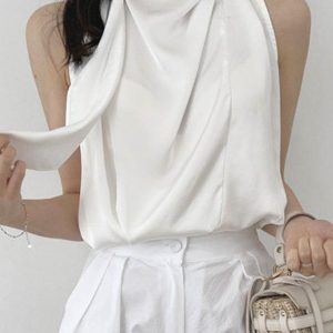 Loose Pleated Sleeveless Tank Top - Y2K Aesthetic Cute Top for Effortless Style