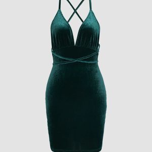 Luminous V Dress: Y2K Aesthetic Chic with Coquette Style for Effortless Elegance