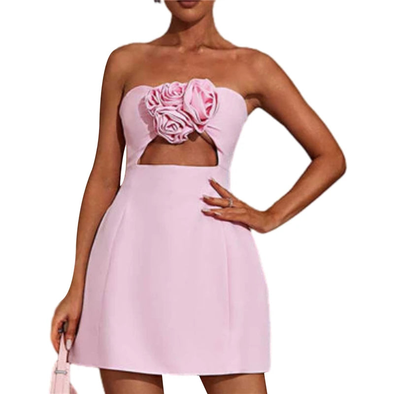 Luxury Summer Bodycon Dress - Off Shoulder Hollow Out Strapless Y2K Style