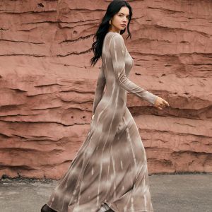 Maillard Tie Dye One-Shoulder Knit Dress - Y2K Aesthetic Fashion for Trendy Outfits