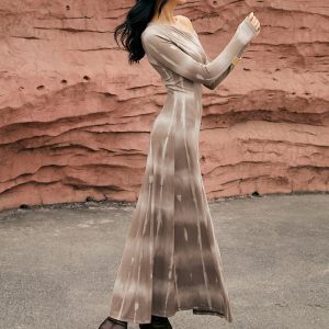 Maillard Tie Dye One-Shoulder Knit Dress - Y2K Aesthetic Fashion for Trendy Outfits