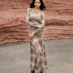 Maillard Tie Dye One-Shoulder Knit Dress - Y2K Aesthetic Fashion for Trendy Outfits