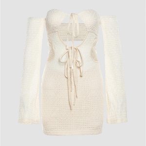 Merichill Y2K Knitted Tube Dress with Gloves - Trendy Coquette Aesthetic Fashion Piece