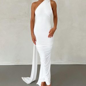 Meriya Swan Backless Maxi Dress - Y2K Aesthetic Elegant Dress for Coquette Style Outfits