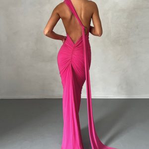 Meriya Swan Backless Maxi Dress - Y2K Aesthetic Elegant Dress for Coquette Style Outfits