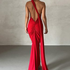 Meriya Swan Backless Maxi Dress - Y2K Aesthetic Elegant Dress for Coquette Style Outfits