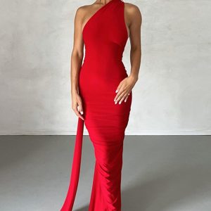 Meriya Swan Backless Maxi Dress - Y2K Aesthetic Elegant Dress for Coquette Style Outfits