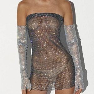 Metallia Shine Y2K Dress: Sparkly Coquette Aesthetic for Effortless Glamour