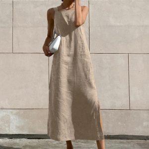 Minimalist Cotton Cami Long Dress - Effortless Y2K Aesthetic for Chic Everyday Style