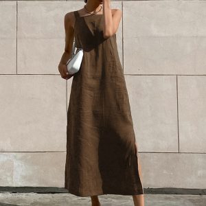 Minimalist Cotton Cami Long Dress - Effortless Y2K Aesthetic for Chic Everyday Style