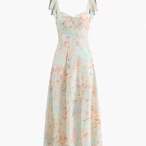 Monet Garden Floral Print Midi Dress - Y2K Aesthetic Floral Dress for Coquette Style