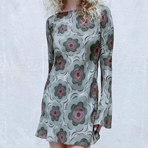 Morning Glory Print Long Sleeve Dress - Y2K Aesthetic Floral Fashion for Effortless Style