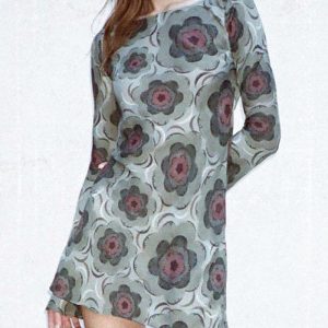 Morning Glory Print Long Sleeve Dress - Y2K Aesthetic Floral Fashion for Effortless Style