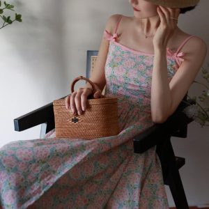 Nadeshiko Flower Crowd Y2K Aesthetic Camisole Dress for Vintage-Inspired Outfits