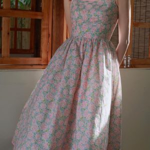 Nadeshiko Flower Crowd Y2K Aesthetic Camisole Dress for Vintage-Inspired Outfits