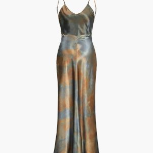 Neptune Satin Open Back Dress - Y2K Aesthetic Evening Gown for Chic Coquette Style