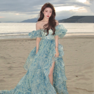 New Arrival Y2K Bohemian Organza Beach Dress for Aesthetic Photography