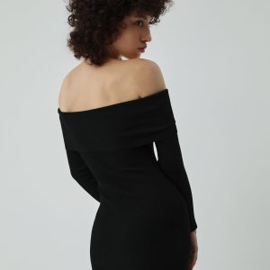 Nostalgic Y2K Off Shoulder Long Sleeve Sweater Dress for Coquette and Grunge Aesthetics