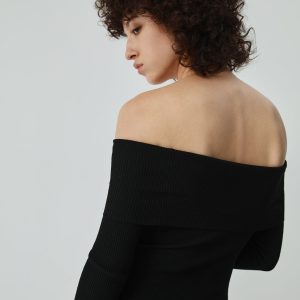 Nostalgic Y2K Off Shoulder Long Sleeve Sweater Dress for Coquette and Grunge Aesthetics