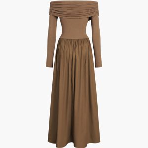 Off Shoulder Criss Cross Long Dress - Y2K Aesthetic Maxi Dress for Chic Summer Vibes