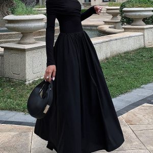 Off Shoulder Criss Cross Long Dress - Y2K Aesthetic Maxi Dress for Chic Summer Vibes