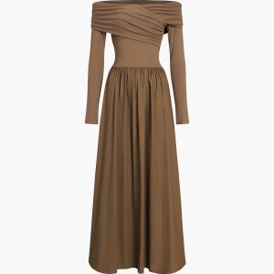 Off Shoulder Criss Cross Long Dress - Y2K Aesthetic Maxi Dress for Chic Summer Vibes