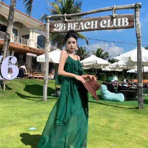 Off-the-Shoulder Chiffon Dress - Y2K Aesthetic Beachwear with Stylish Vest