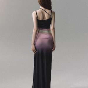 Oil Painting Design Y2K Aesthetic Suspender Maxi Dress for Unique Fashion Lovers