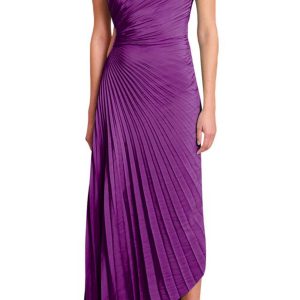 One Shoulder Asymmetrical Pleated Cutout Dress - Y2K Fashion Statement Piece