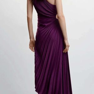 One Shoulder Asymmetrical Pleated Cutout Dress - Y2K Fashion Statement Piece