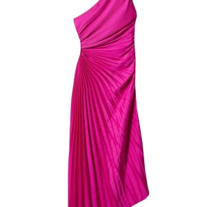 One Shoulder Asymmetrical Pleated Cutout Dress - Y2K Fashion Statement Piece