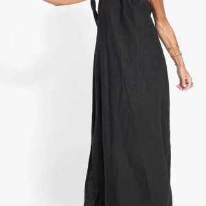 One Shoulder Tie-Strap Slit Cotton Maxi Dress - Y2K Aesthetic Summer Fashion Essential