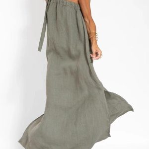 One Shoulder Tie-Strap Slit Cotton Maxi Dress - Y2K Aesthetic Summer Fashion Essential