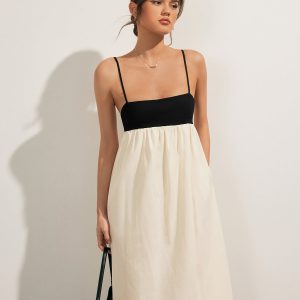 Open Back Contrast Pocket Maxi Dress - Y2K Aesthetic Fashion for Effortless Style