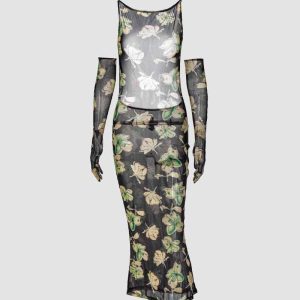 Orville Jungle Backless Dress with Gloves - Y2K Aesthetic Coquette Style for Trendy Looks