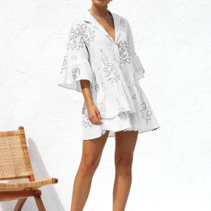 Oversized Y2K Sun Print Dress - Trendy Coquette Aesthetic for Effortless Summer Style