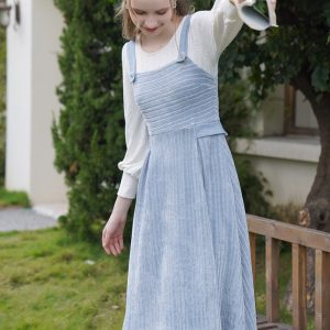 Pale Blue Y2K Aesthetic Maiden Dress - Cute Coquette Style for Effortless Charm