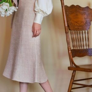 Pale Pink Y2K Tweed Jacket with Mermaid Skirt - Coquette Aesthetic Outfit