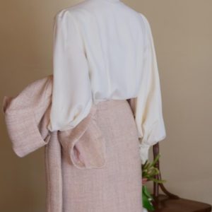 Pale Pink Y2K Tweed Jacket with Mermaid Skirt - Coquette Aesthetic Outfit