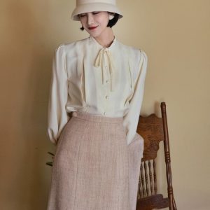 Pale Pink Y2K Tweed Jacket with Mermaid Skirt - Coquette Aesthetic Outfit