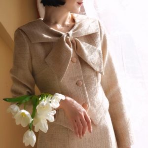 Pale Pink Y2K Tweed Jacket with Mermaid Skirt - Coquette Aesthetic Outfit