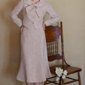 Pale Pink Y2K Tweed Jacket with Mermaid Skirt - Coquette Aesthetic Outfit