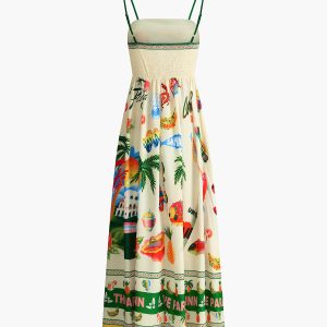 Paradise Print Vacation Cami Dress - Y2K Aesthetic Summer Style for Effortless Chic