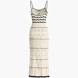 Paros Crochet Eyelet See-Through Midi Dress - Y2K Aesthetic for Effortless Style