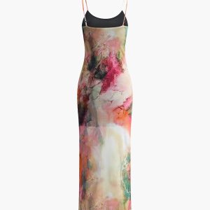 Pastel Print Cami Midi Dress - Y2K Aesthetic Cute Dress for Coquette and Soft Girl Styles